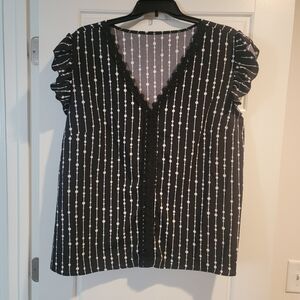 Plus Size 4xl flutter sleeve blouse